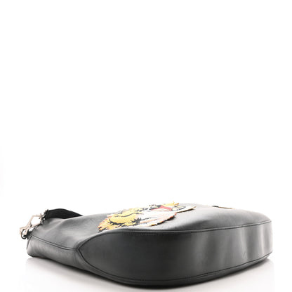 Gucci Calfskin Web Tiger Embroidered Large Dionysus Hobo Black 4 of 11