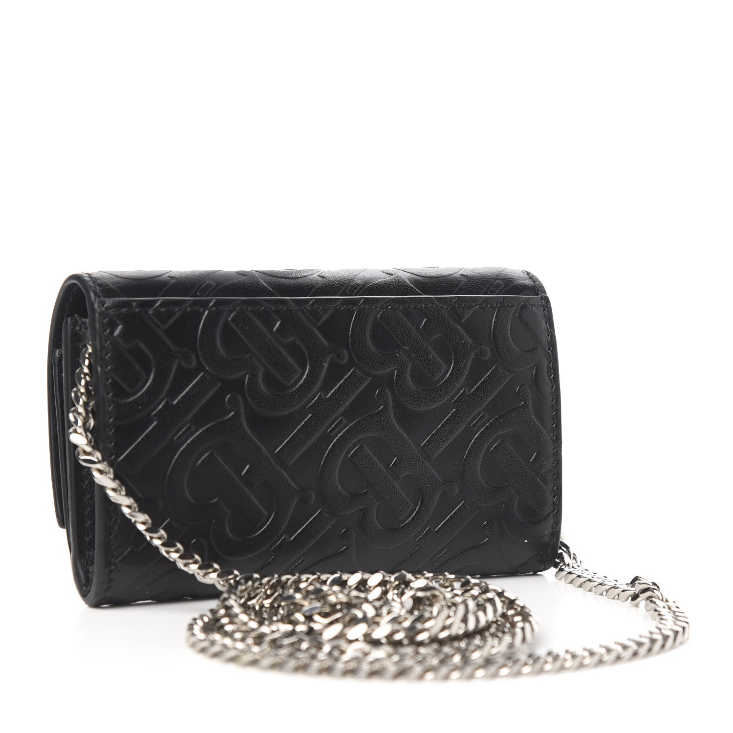 Burberry Calfskin Embossed Monogram Wallet On Chain Black 4 of 7