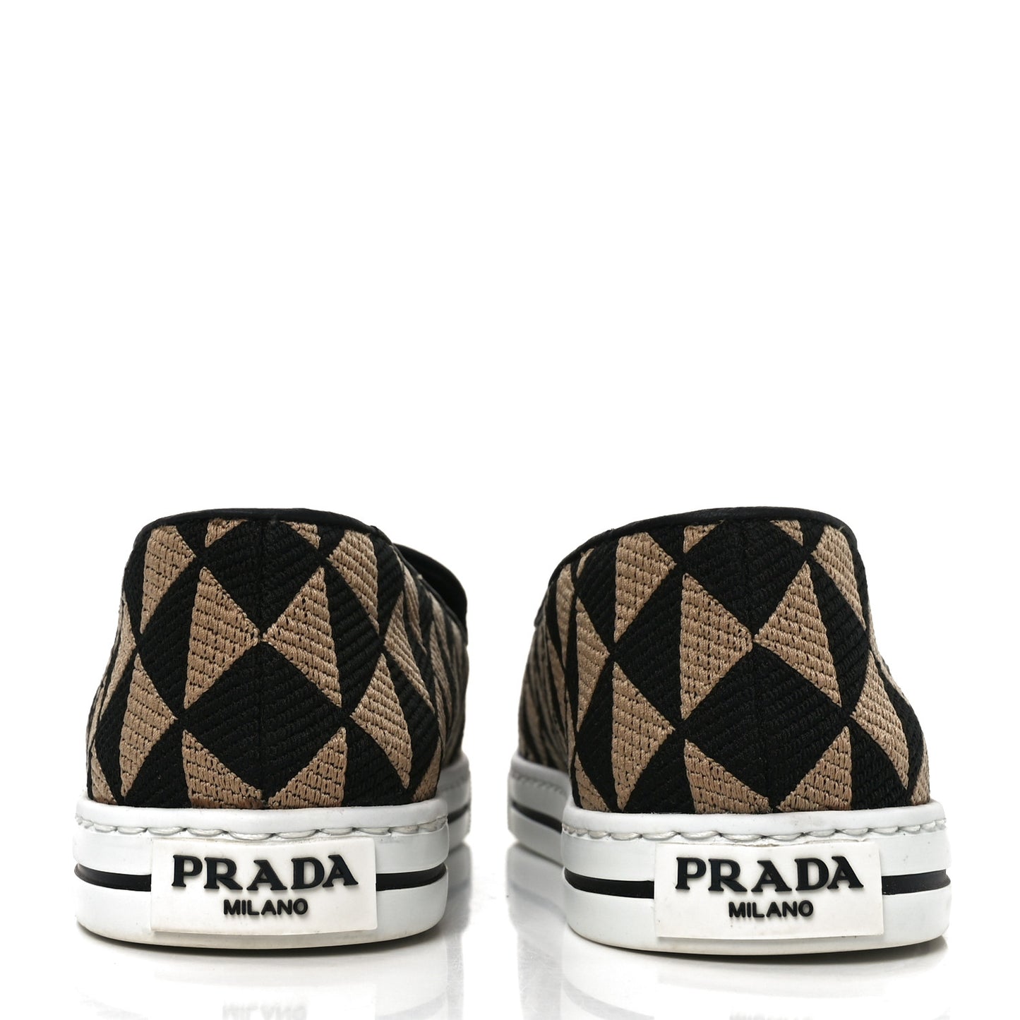 Jacquard Trianglolo Symbole Embroidered Metal Triangle Logo Slip On Sneakers 37.5 Corda Black