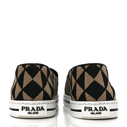 Prada Jacquard Trianglolo Symbole Embroidered Metal Triangle Logo Slip On Sneakers 37.5 Corda Black 6 of 10