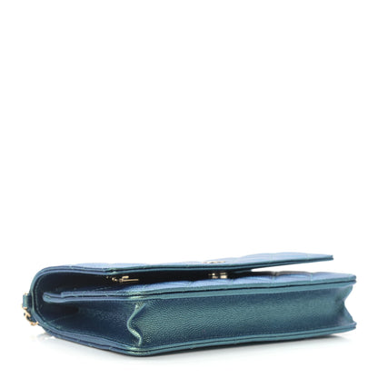 Chanel Iridescent Caviar Quilted Wallet On Chain WOC Green 4 of 10