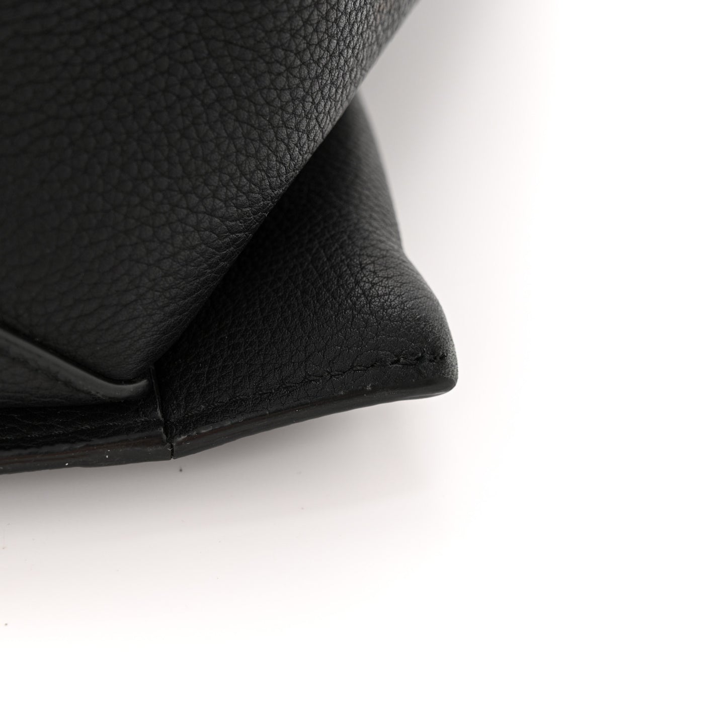 Baby Grained Calfskin Medium Tri-Fold Bag Black