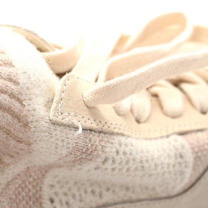 Chanel Knit Fabric Suede Calfskin Womens CC Sneakers 37 Ivory 9 of 10