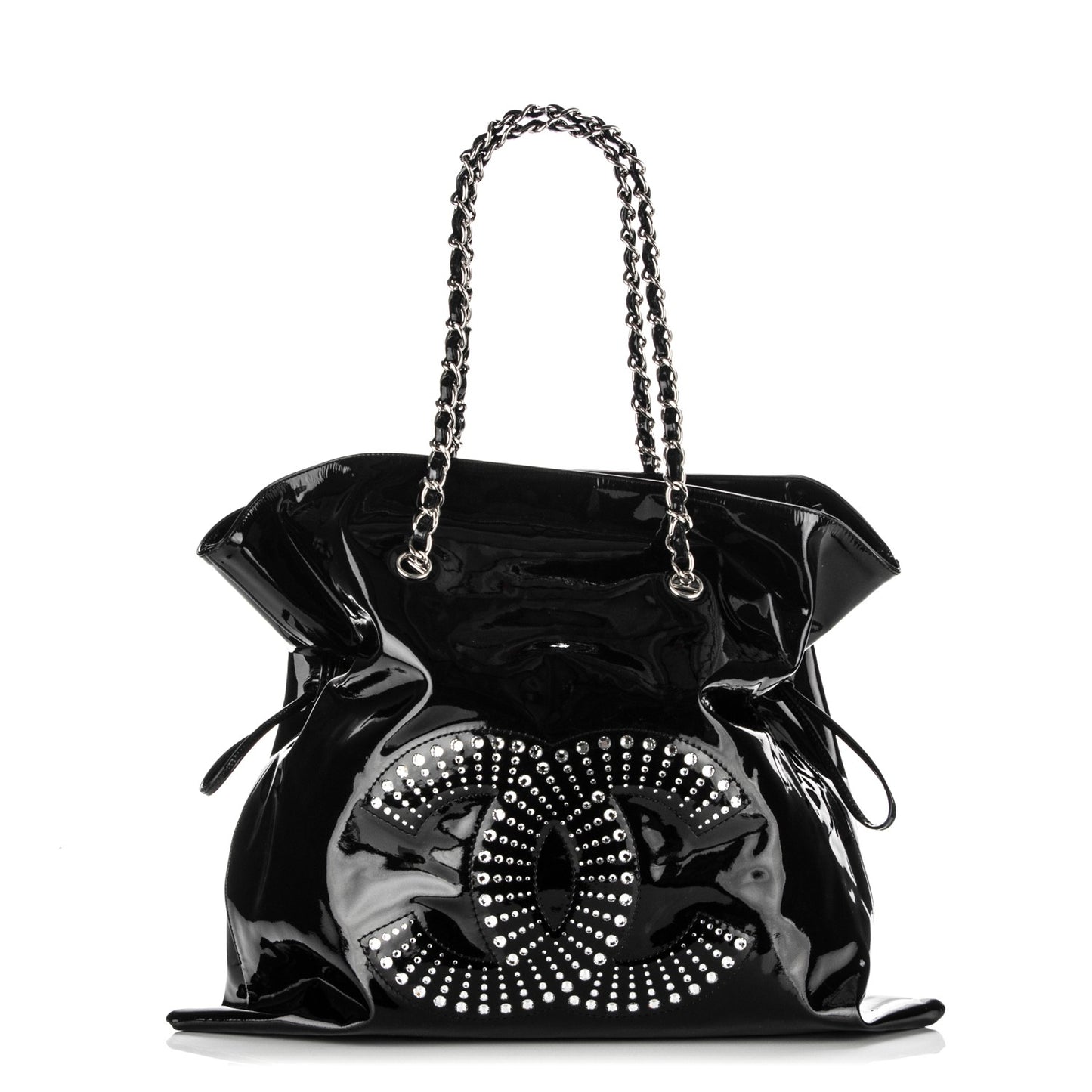Patent Crystal Strass Bonbons Tote Black