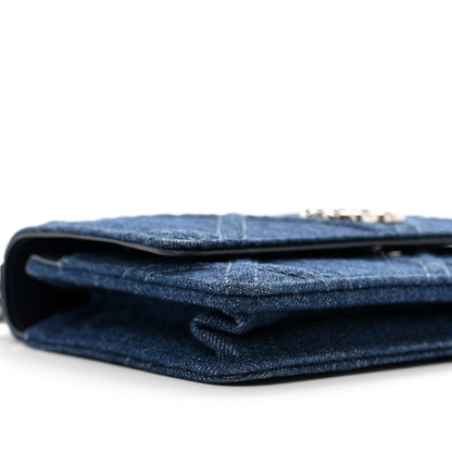 Chanel Denim Quilted Chanel 19 Wallet On Chain WOC Blue 10 of 11
