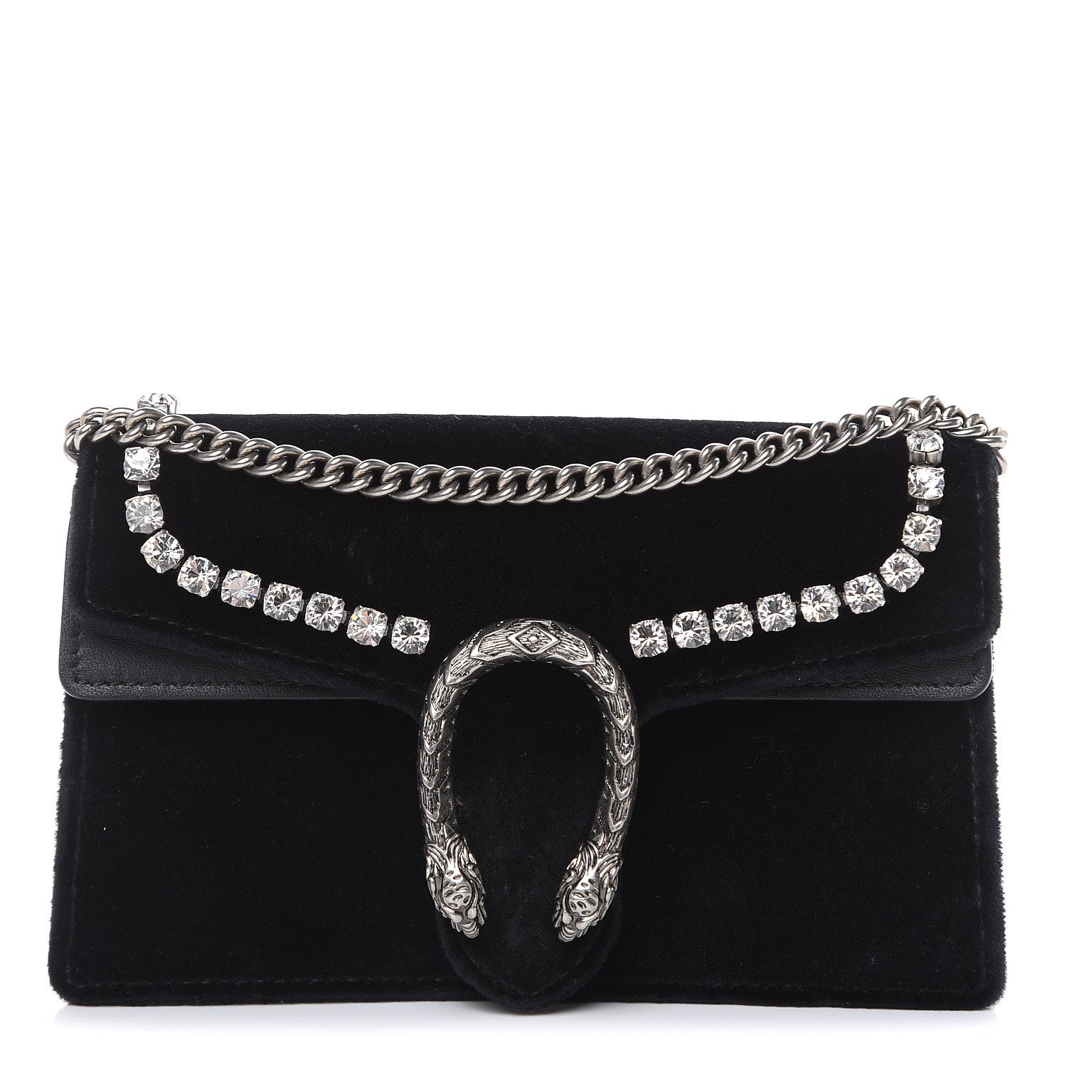 Gucci Velvet Crystal Super Mini Dionysus Shoulder Bag Black 1 of 10