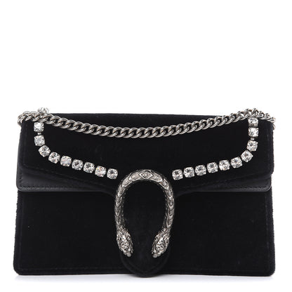 Gucci Velvet Crystal Super Mini Dionysus Shoulder Bag Black 1 of 10