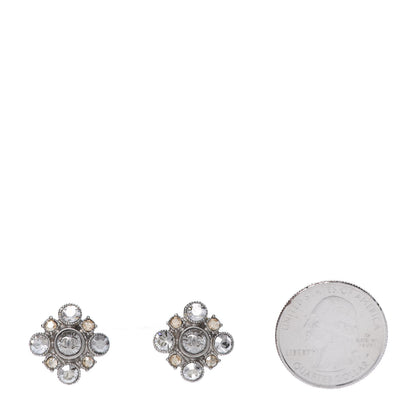 Chanel Crystal CC Flower Earrings Silver 3 of 4