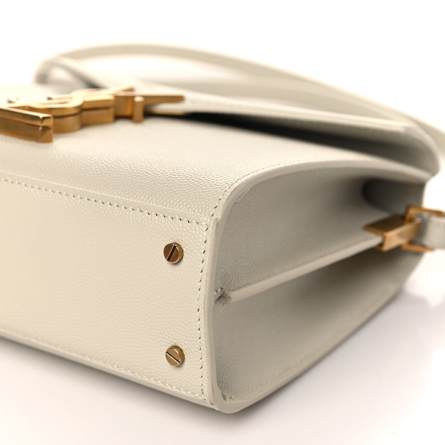 Saint Laurent Grain de Poudre Mini Classic Monogram Cassandra Top Handle Vintage White 8 of 8