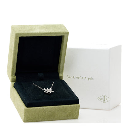 Van Cleef & Arpels 18K White Gold Diamond Mini Lotus Pendant Necklace 6 of 6