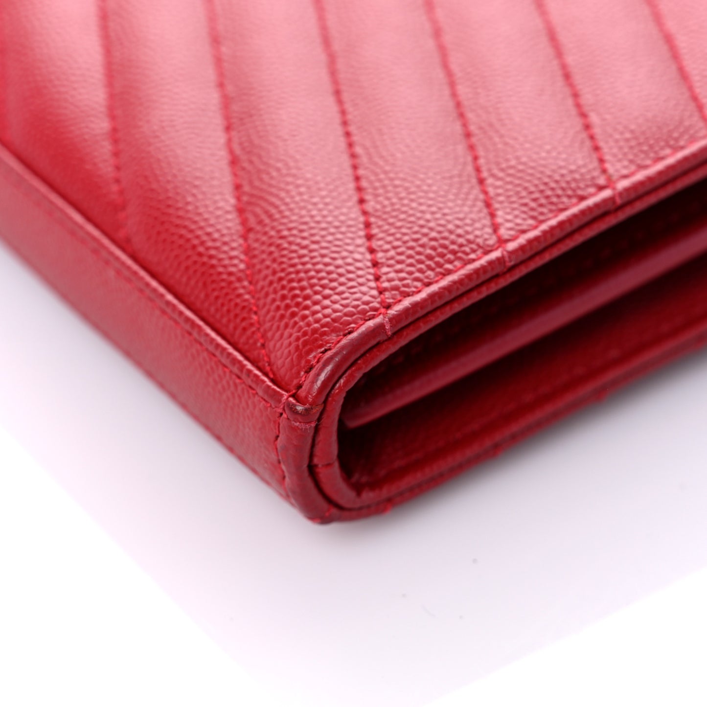Grain De Poudre Matelasse Chevron Monogram Chain Wallet New Red