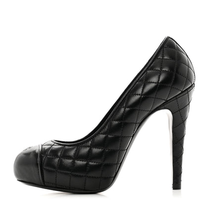 Chanel Lambskin Quilted Cap Toe Pumps 36.5 Black 1 of 9
