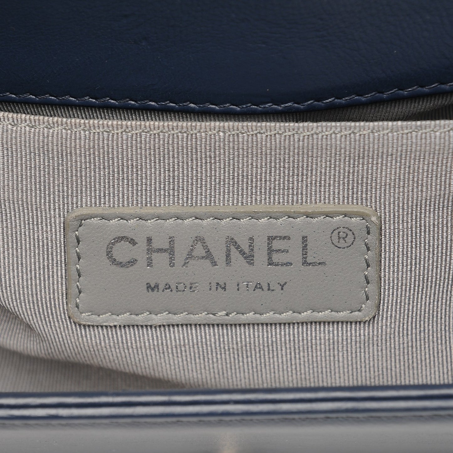 Calfskin Double Stitch Medium Boy Flap Navy Blue