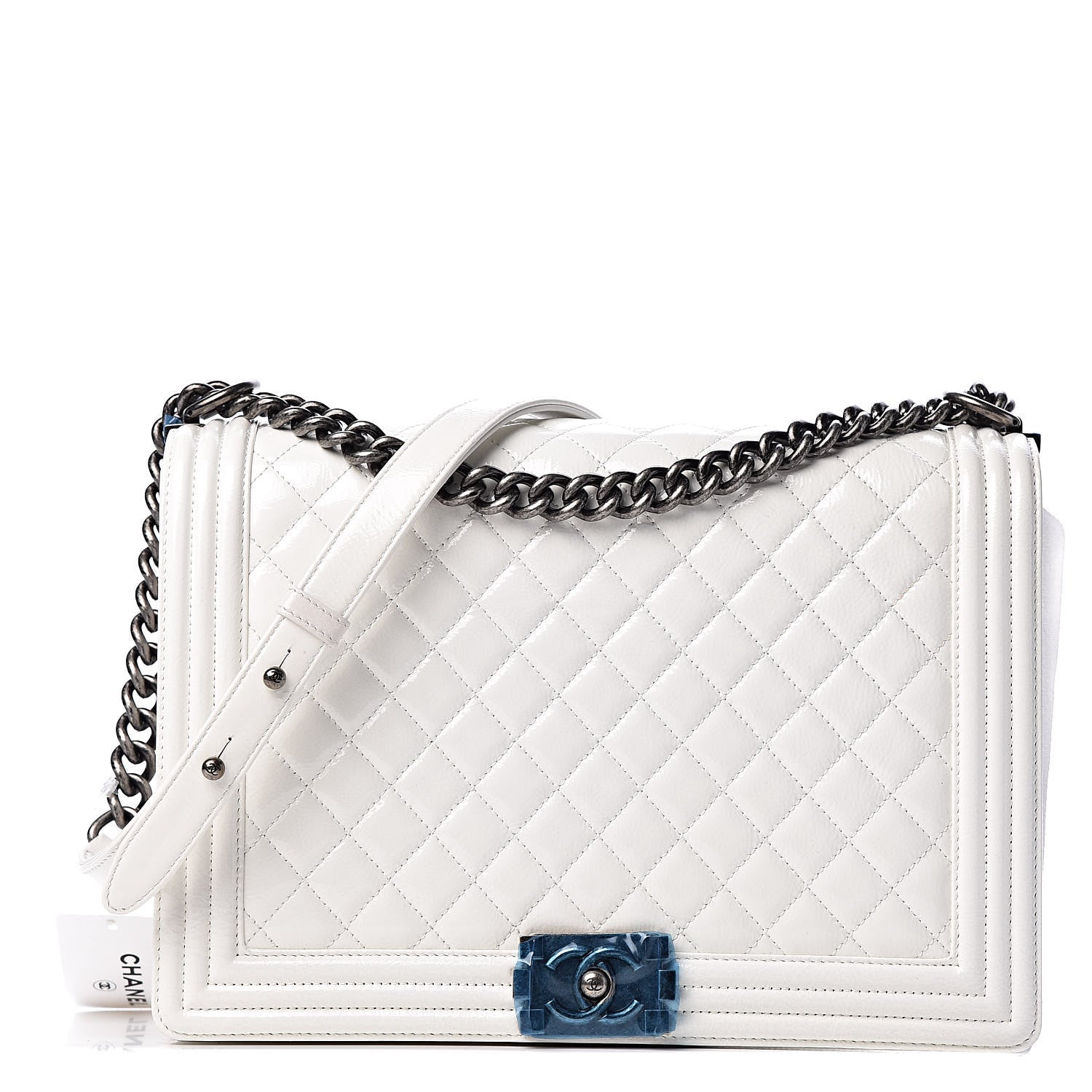 Chanel Patent Quilted Large Boy Flap White 1 of 9