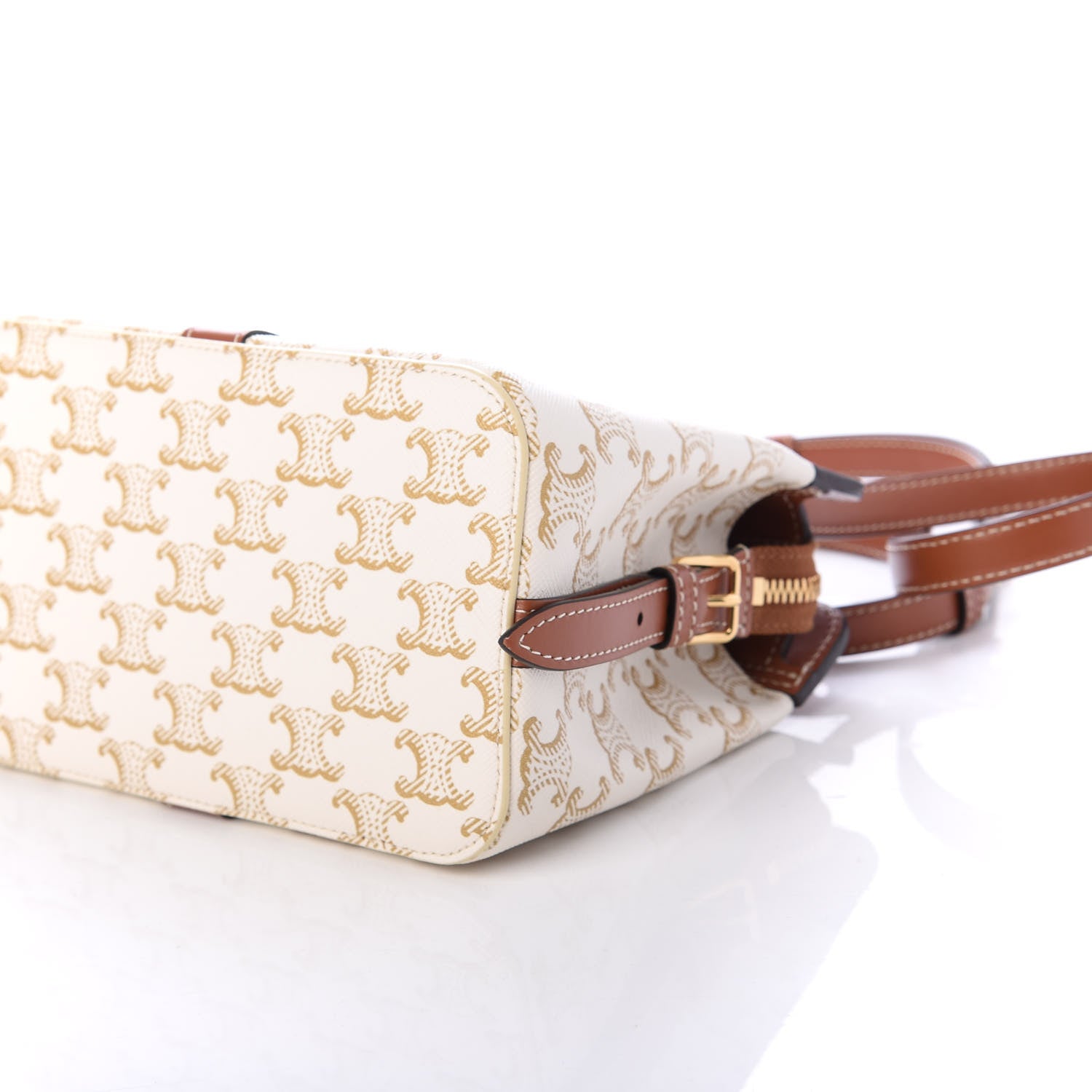 Celine Calfskin Canvas Triomphe Teen Cabas De France White 9 of 10