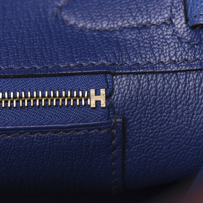 Hermes Chevre Mysore Horseshoe Birkin 30 Rouge Casaque Bleu Brighton 22 of 41