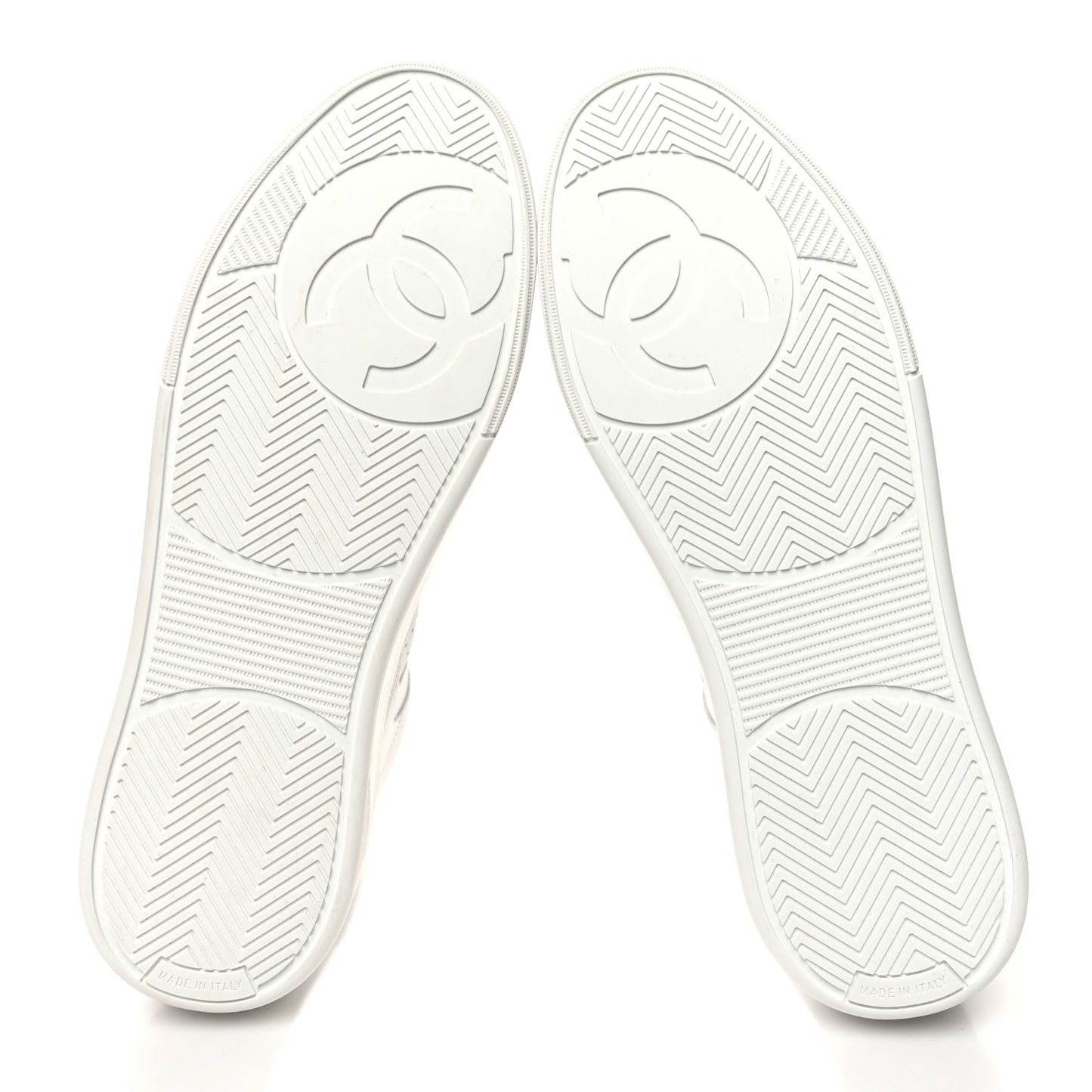 Calfskin CC High Top Sneaker 40 White