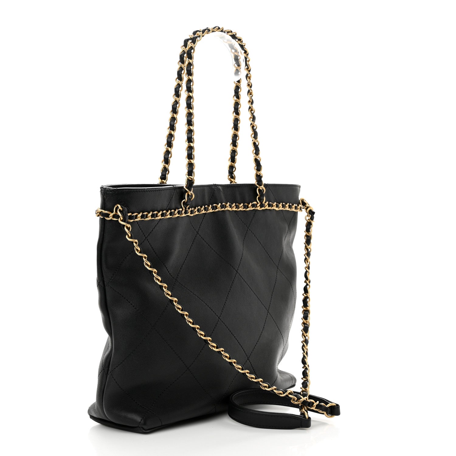 Chanel Calfskin Stitched Small Shopping Tote Black 3 of 14