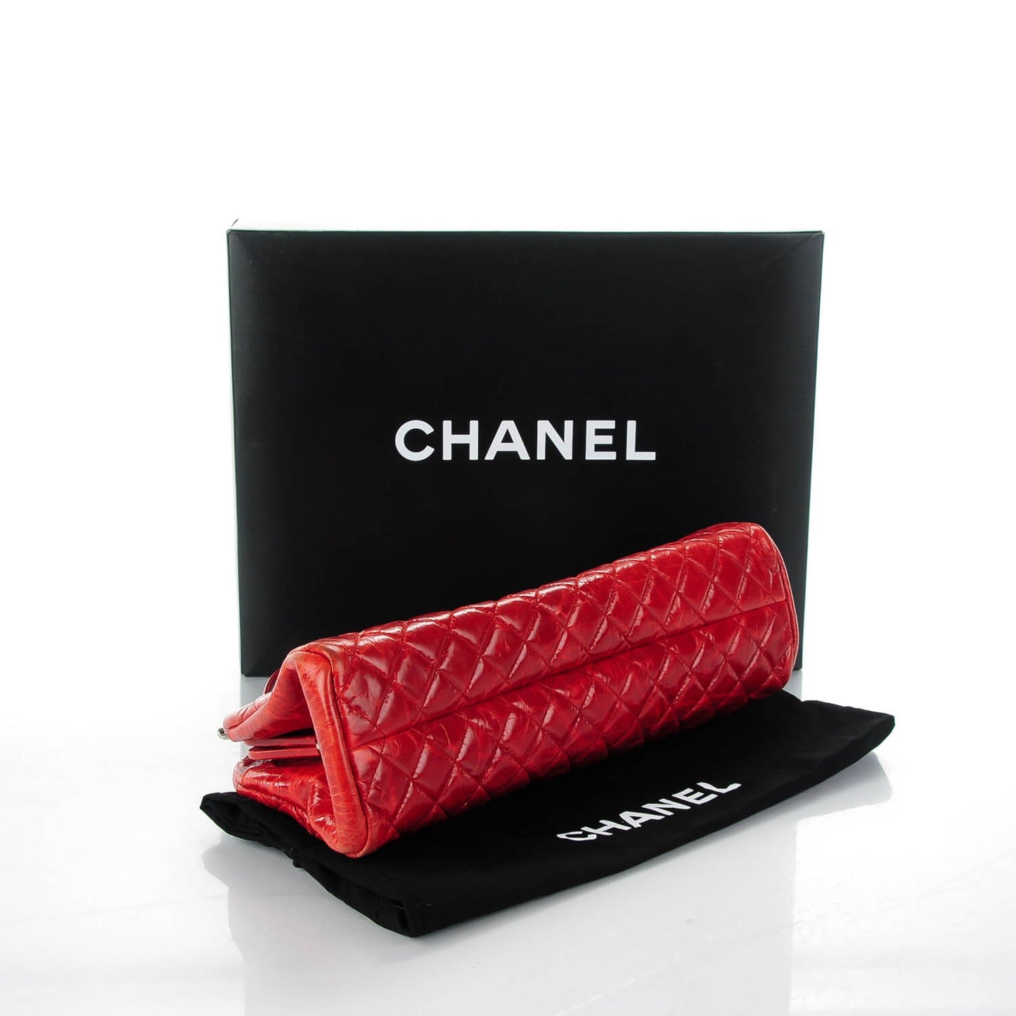Glazed Calfskin Quilted Medium Just Mademoiselle Red
