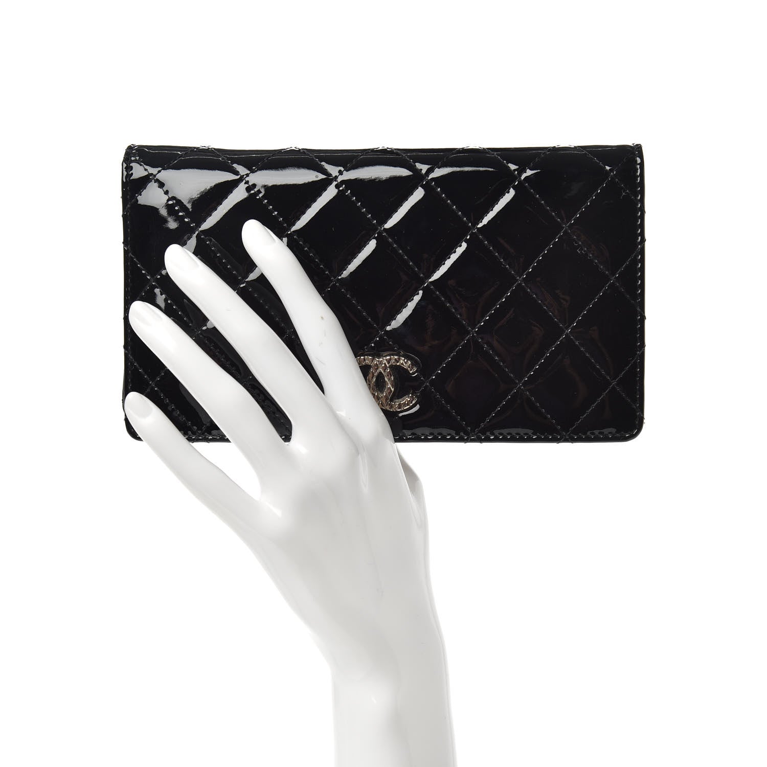 Chanel Patent Quilted Brilliant Yen Wallet Black 2 of 9