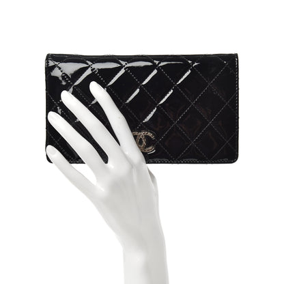 Chanel Patent Quilted Brilliant Yen Wallet Black 2 of 9