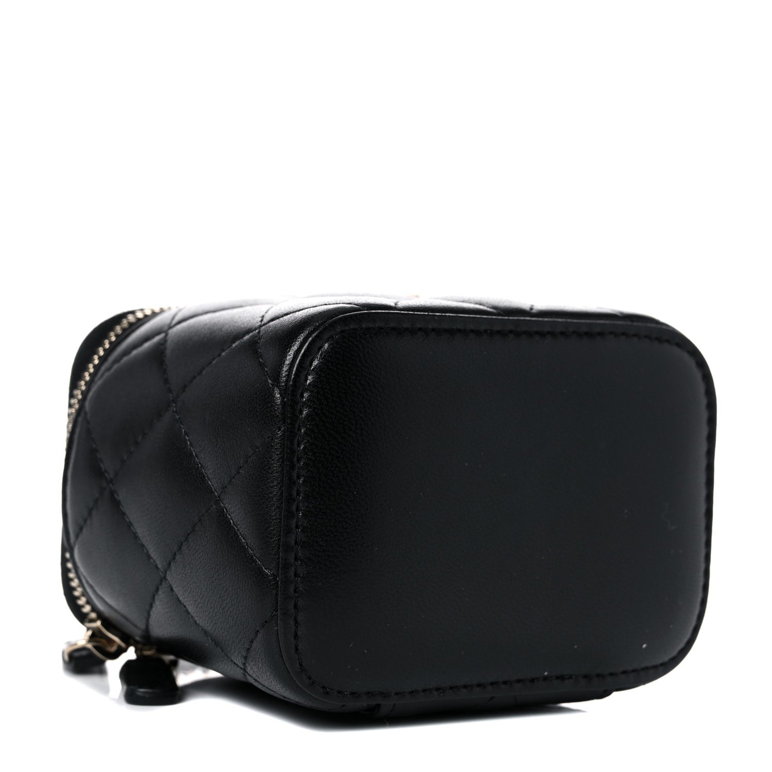 Chanel Lambskin Quilted Top Handle Mini Vanity Case With Chain Black 3 of 10