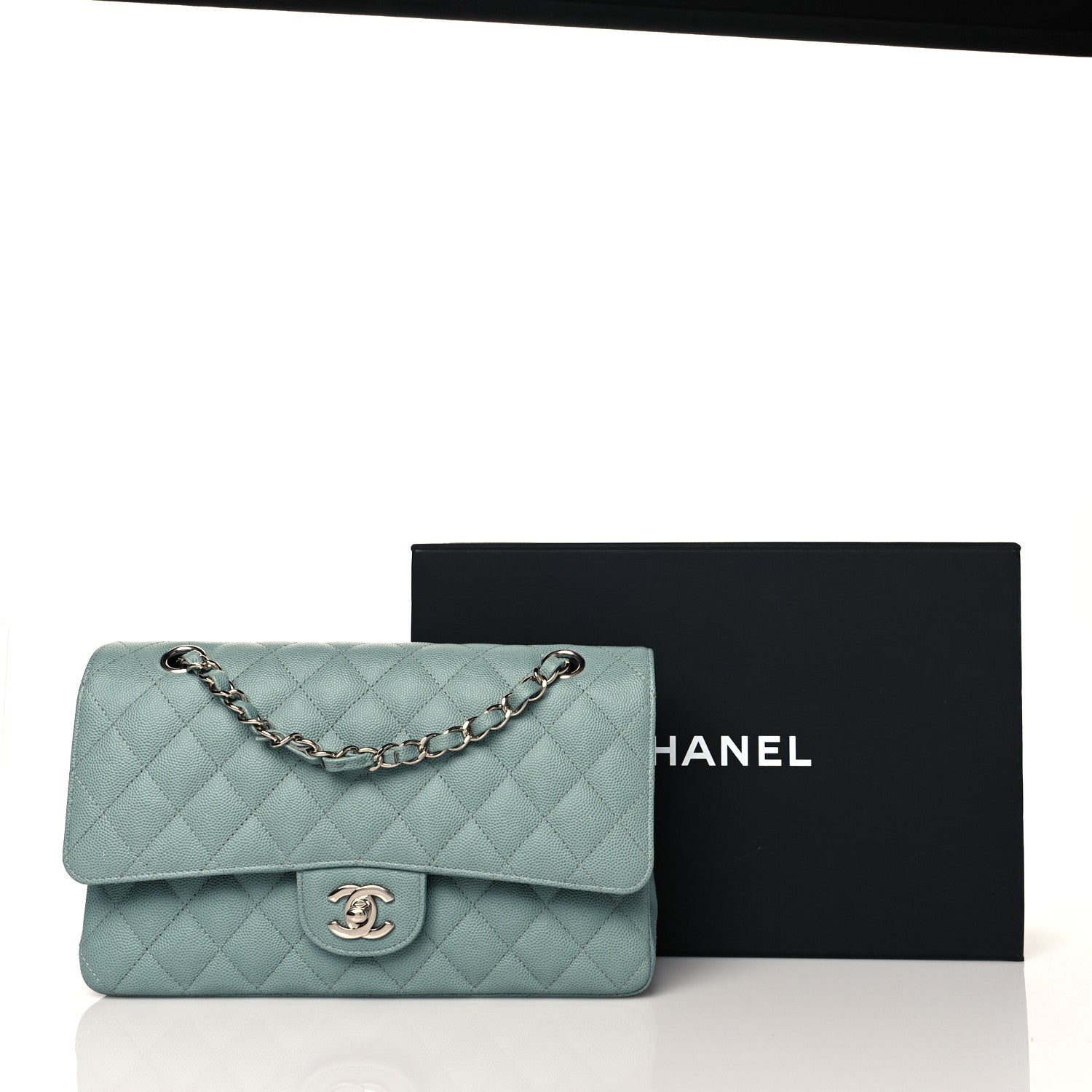 Chanel Caviar Quilted Medium Double Flap Green 12 of 12