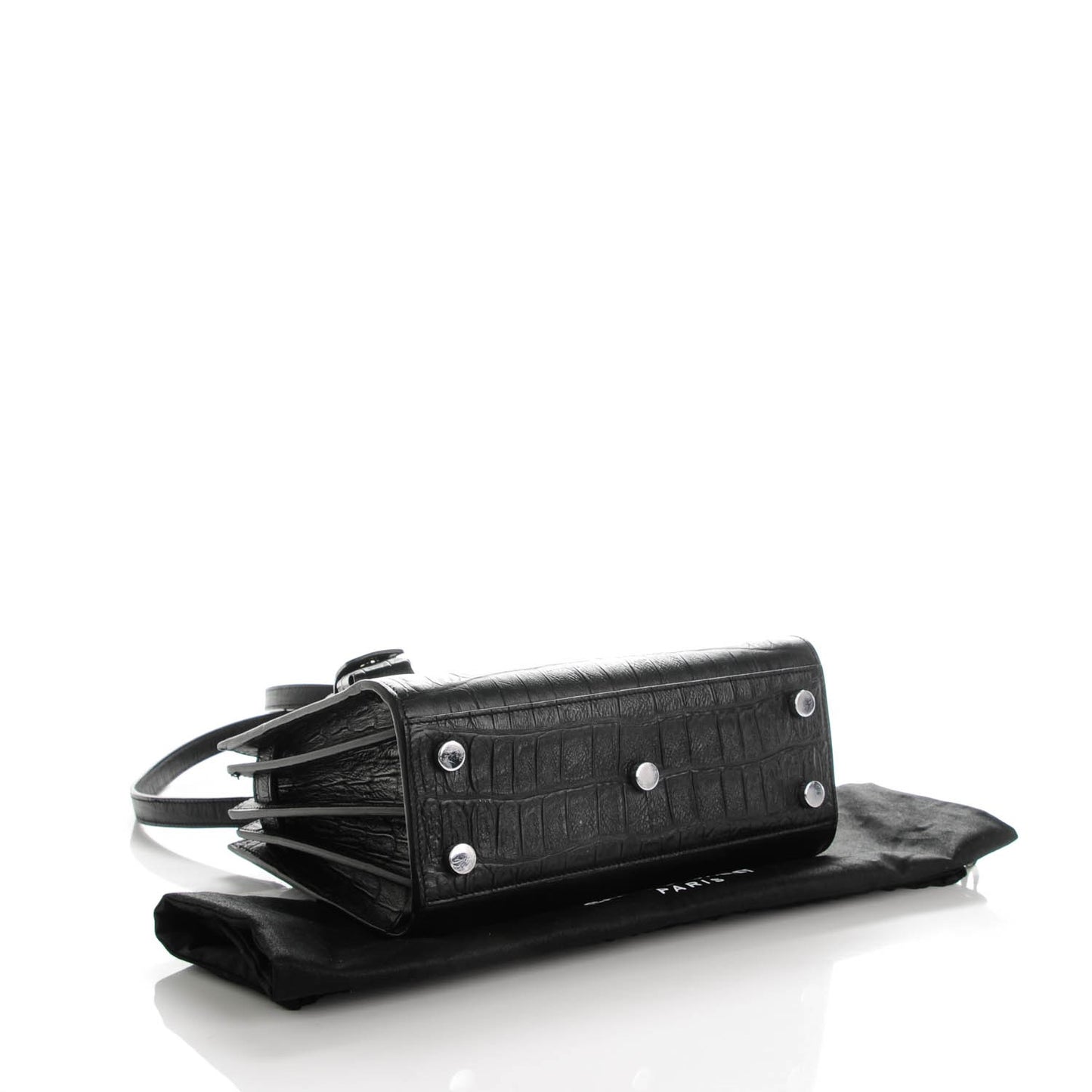 Calfskin Crocodile Embossed Nano Sac De Jour Black
