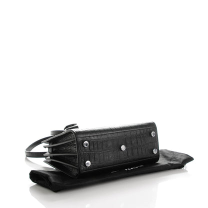 Saint Laurent Calfskin Crocodile Embossed Nano Sac De Jour Black 4 of 6