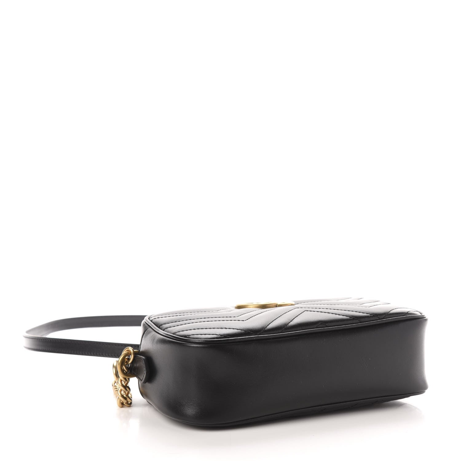 Gucci Calfskin Matelasse Small GG Marmont Chain Shoulder Bag Black 4 of 10