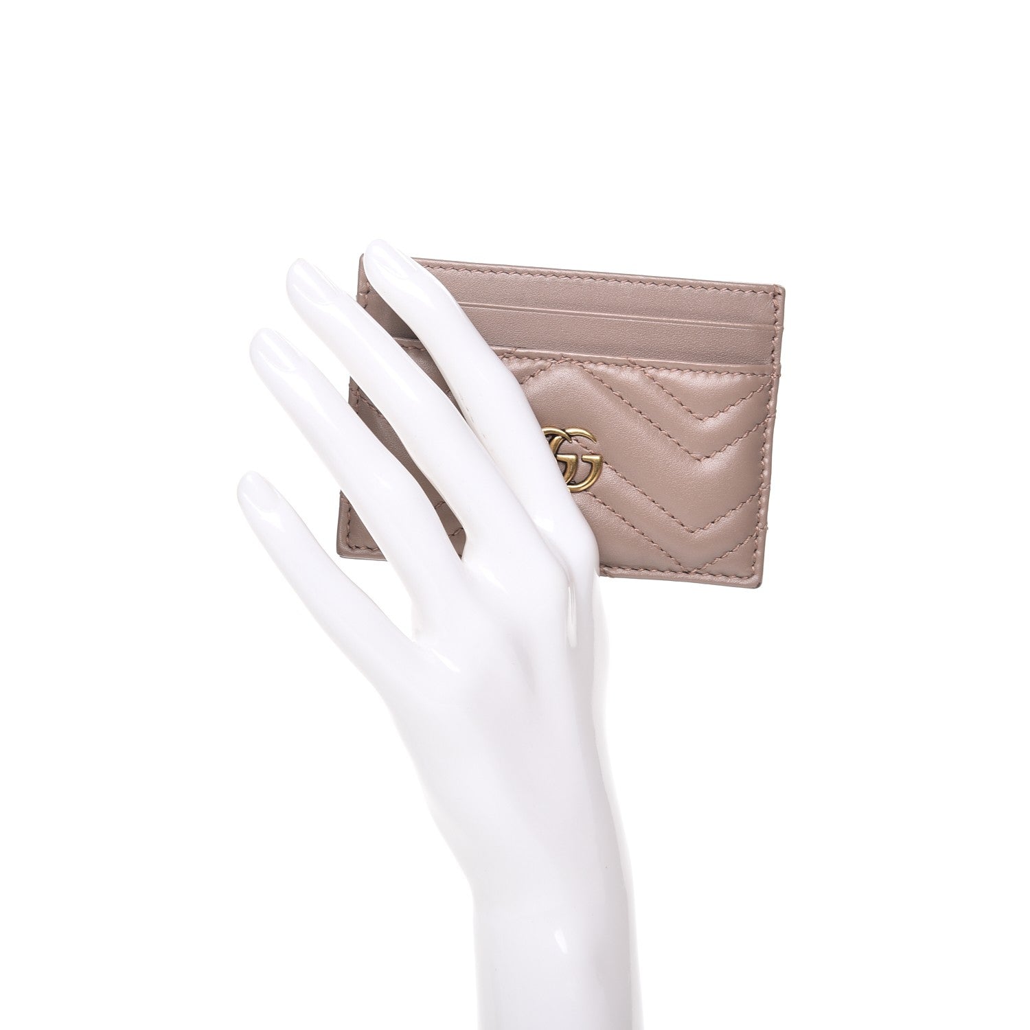 Gucci Calfskin Matelasse GG Marmont Card Holder Porcelain Rose 2 of 7