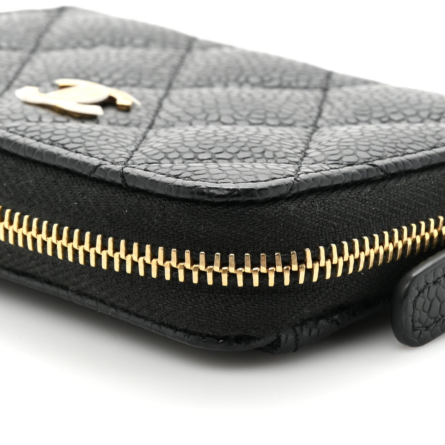 Caviar Quilted Classic Zipped Coin Purse Black