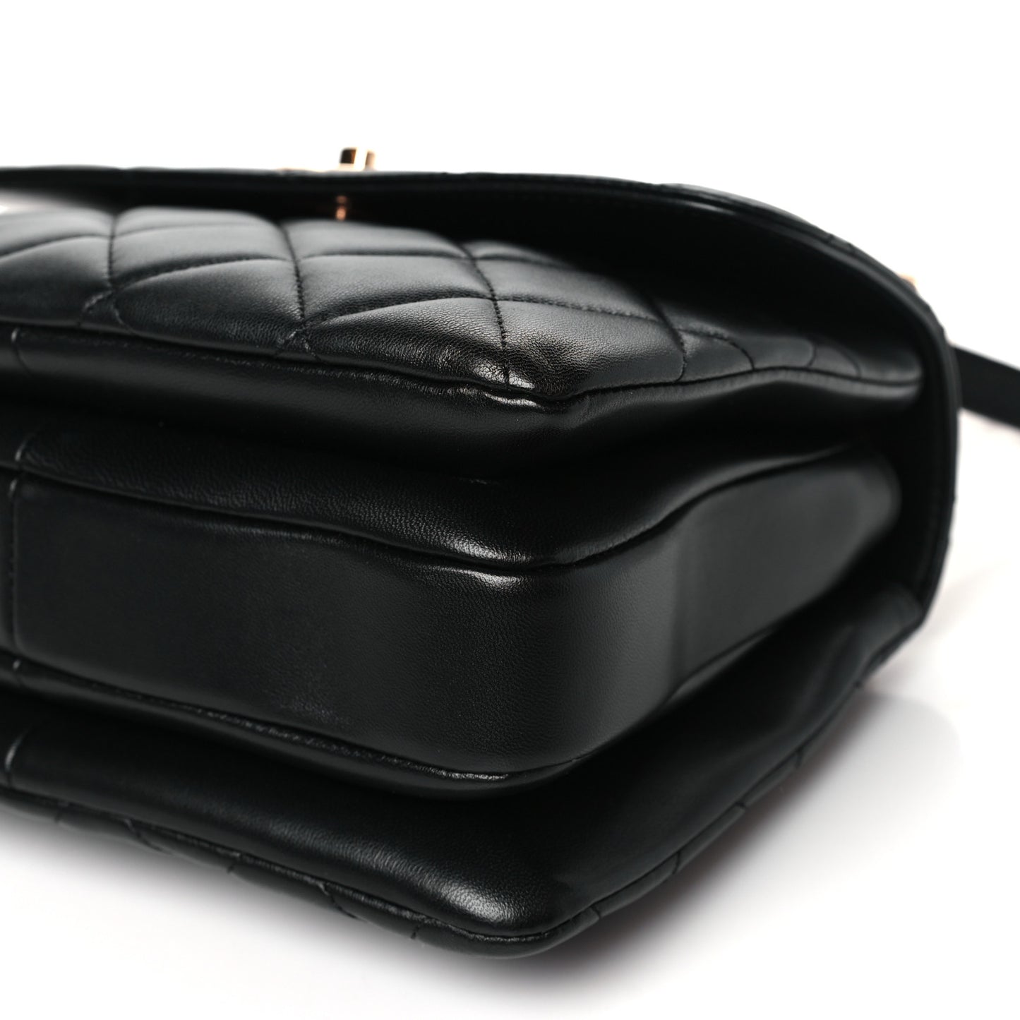 Lambskin Quilted Small Trendy CC Dual Handle Flap Bag Black