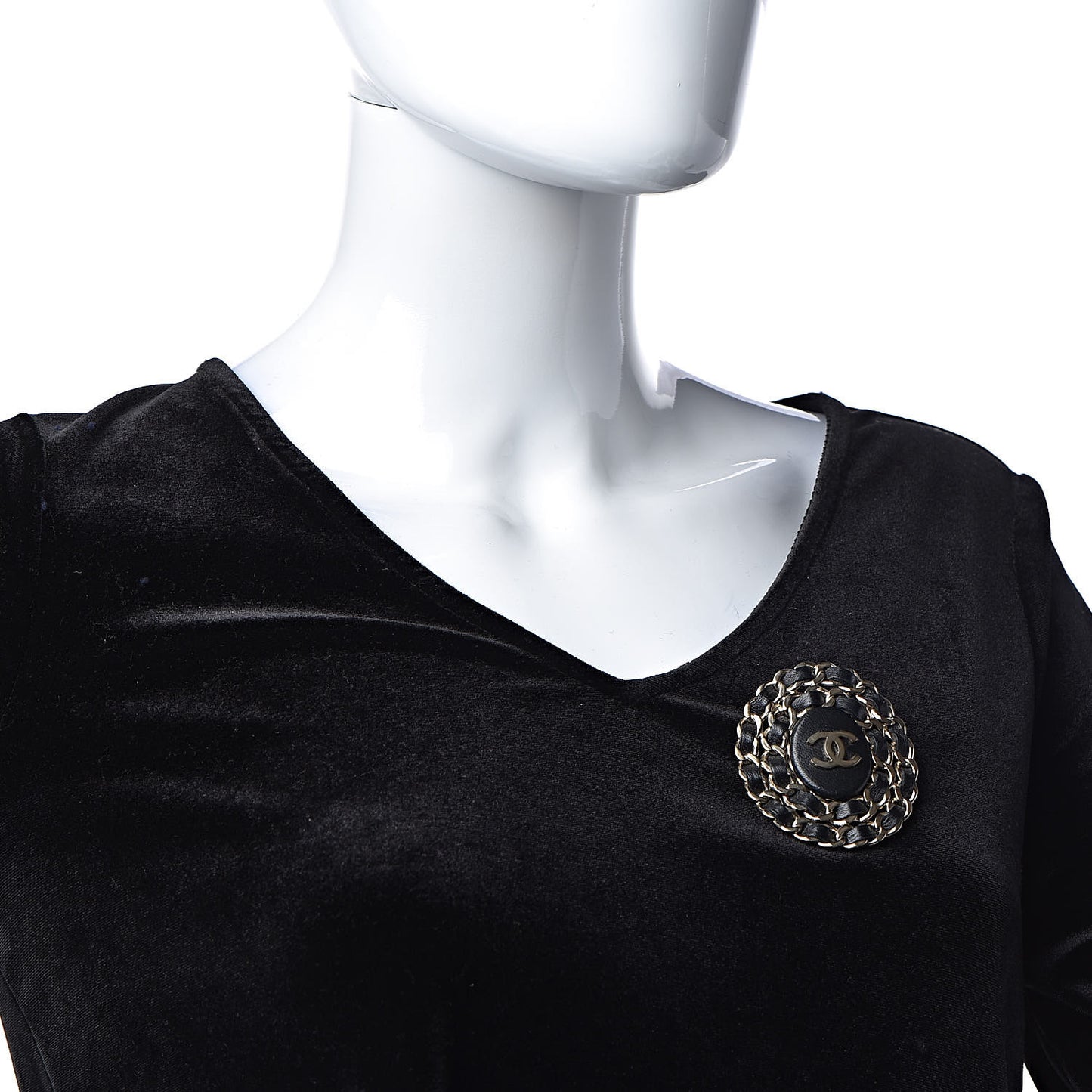 Lambskin CC Brooch Black Gold