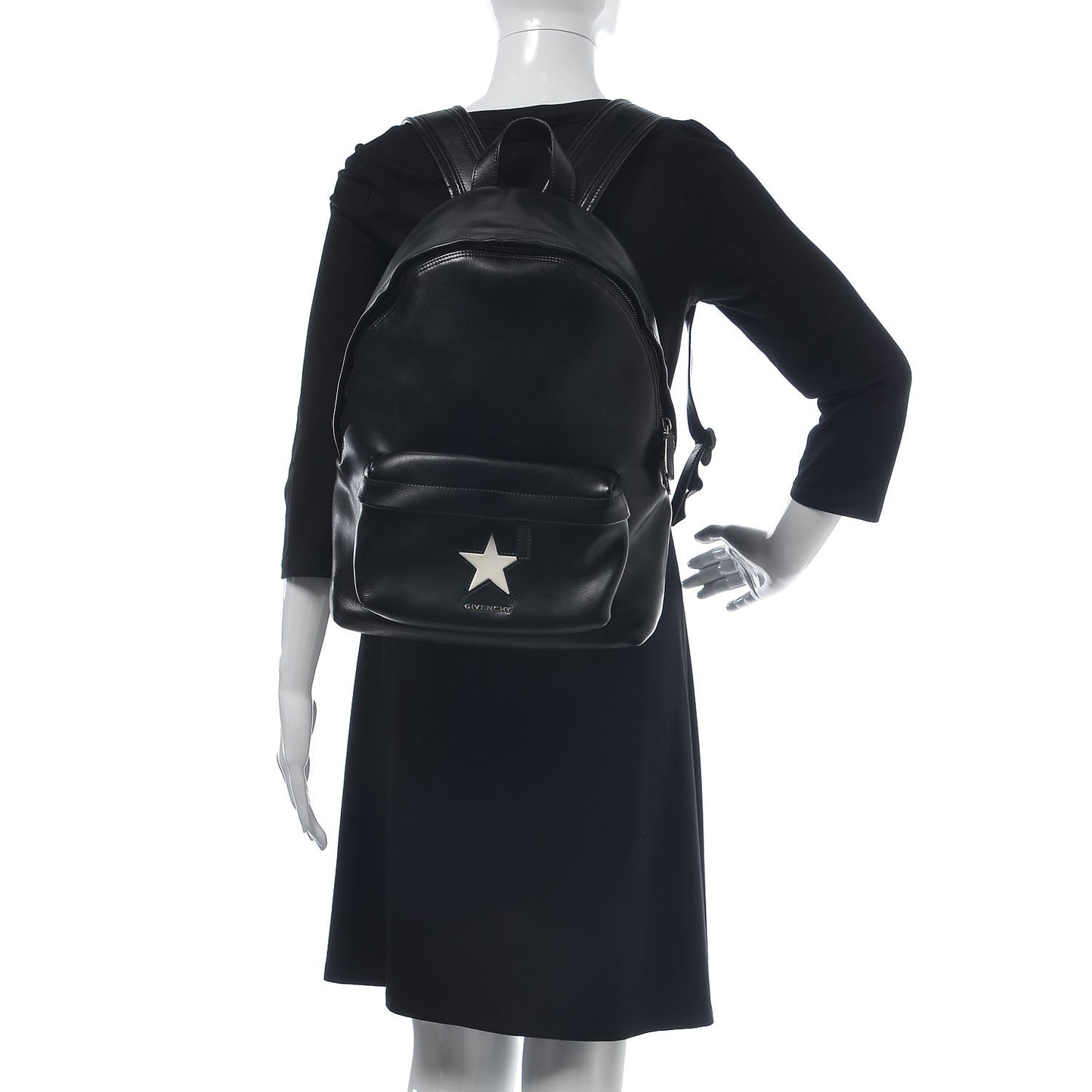 Calfskin Star Mini Backpack Black White