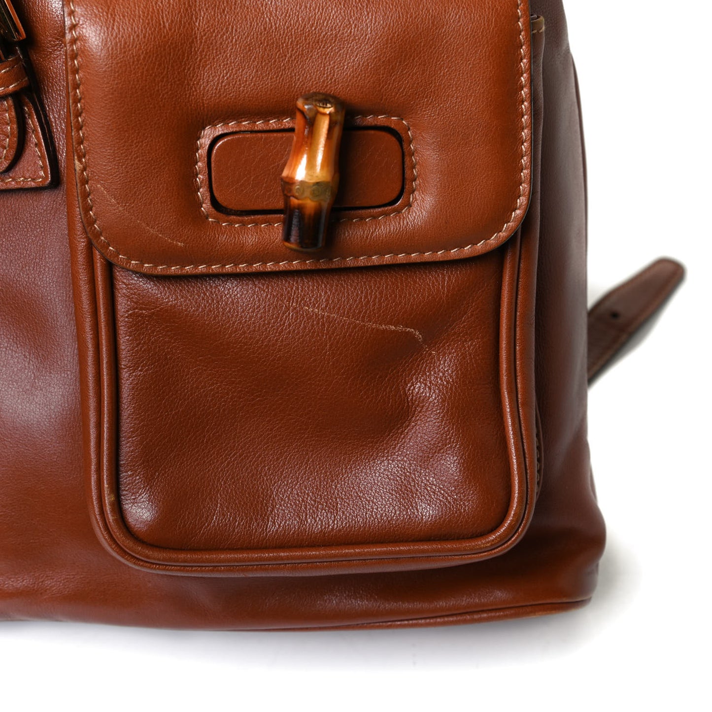 Calfskin Bamboo Backpack Brown