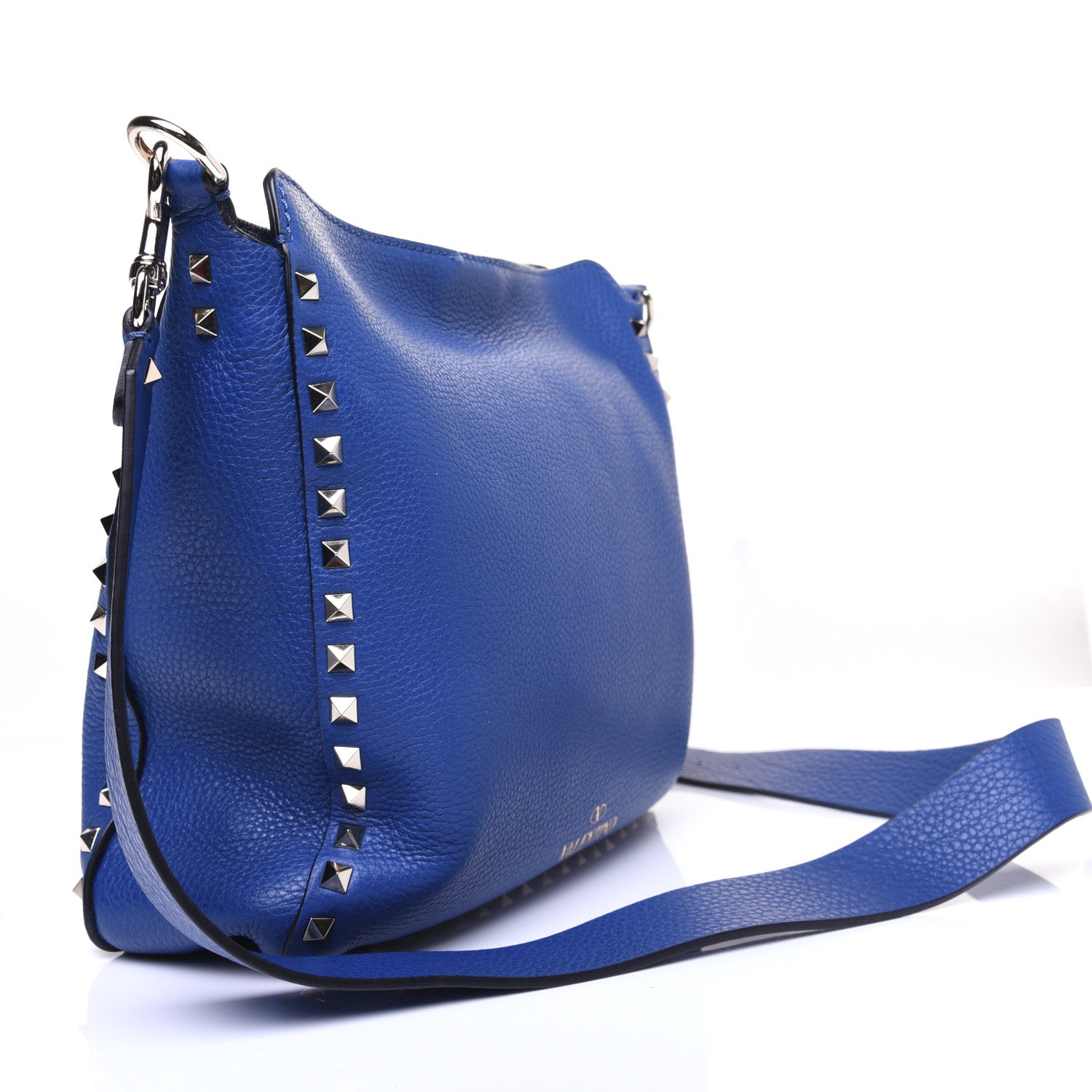 Valentino Garavani Pebbled Calfskin Small Rockstud Flip-Lock Messenger Bag Blu Delft 3 of 13