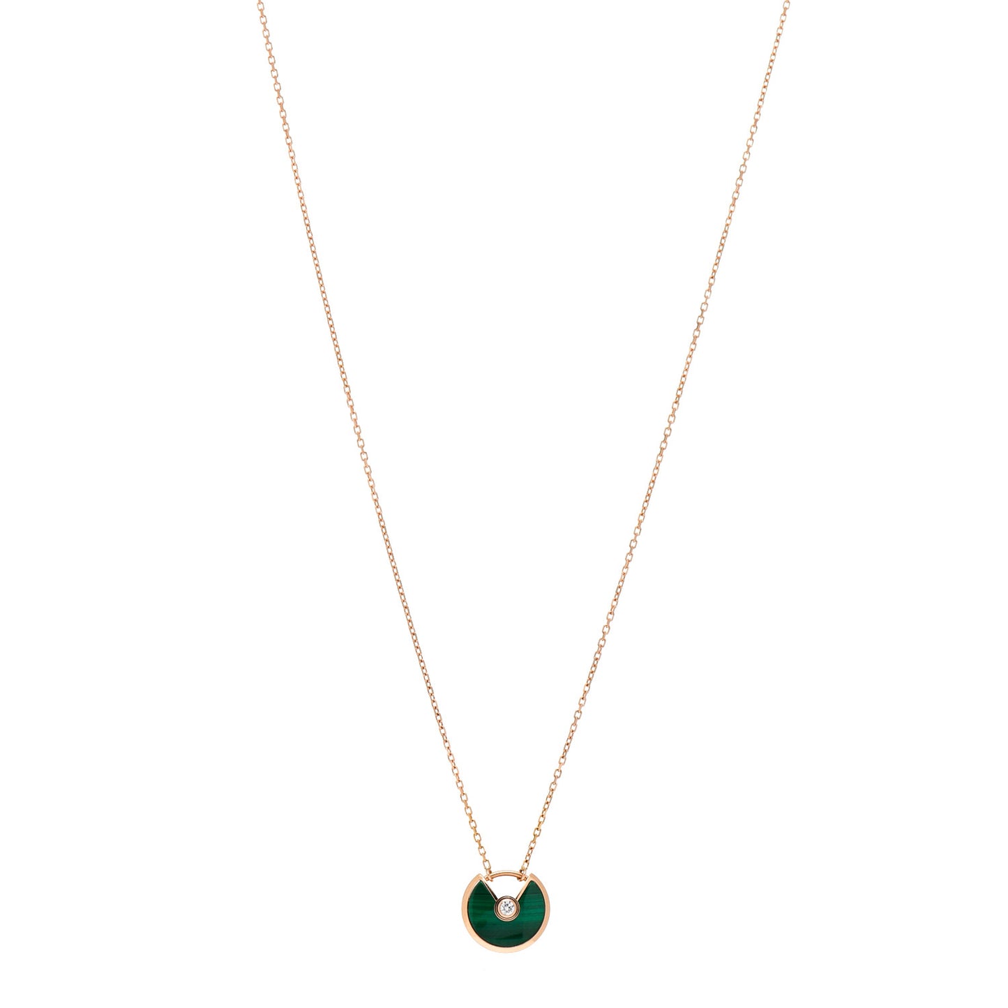 18K Pink Gold Diamond Malachite XS Amulette de Cartier Pendant Necklace