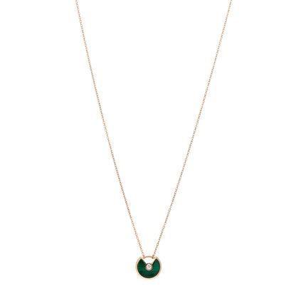 Cartier 18K Pink Gold Diamond Malachite XS Amulette de Cartier Pendant Necklace 1 of 5