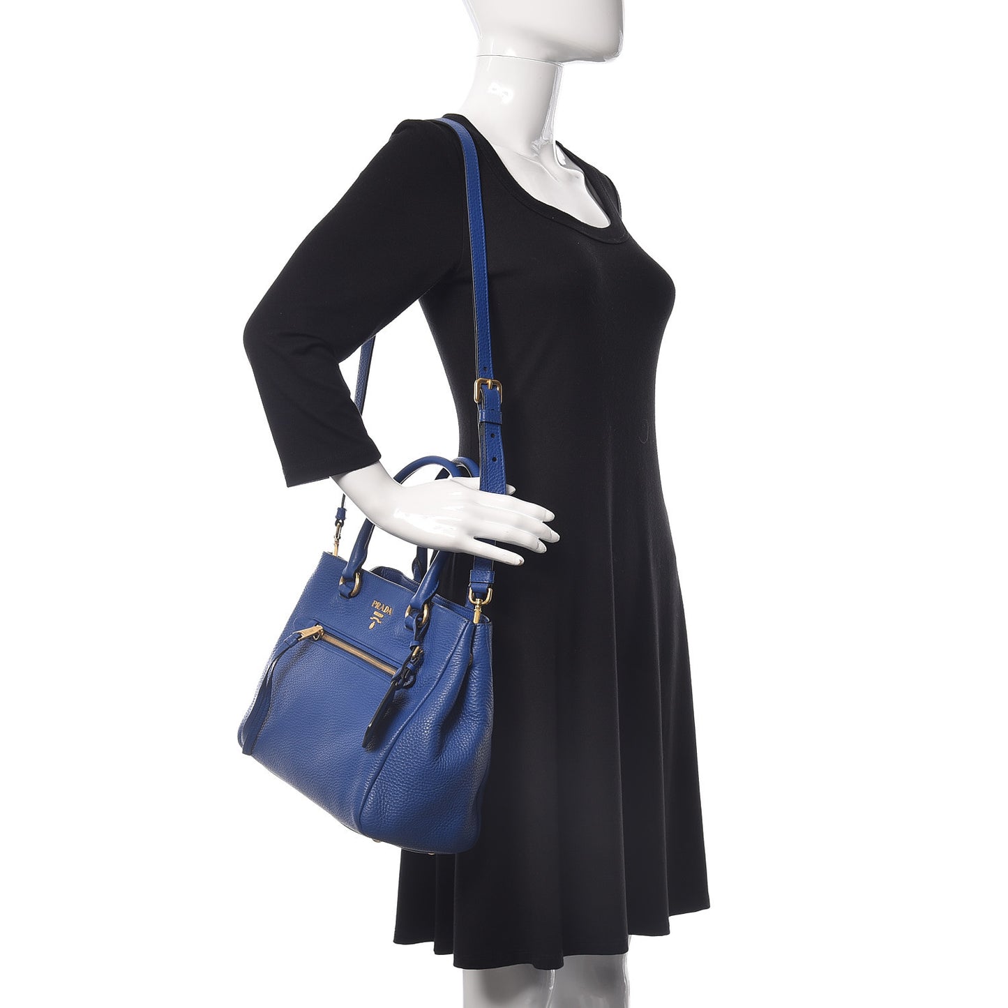 Vitello Daino Shopping Tote Azzurro