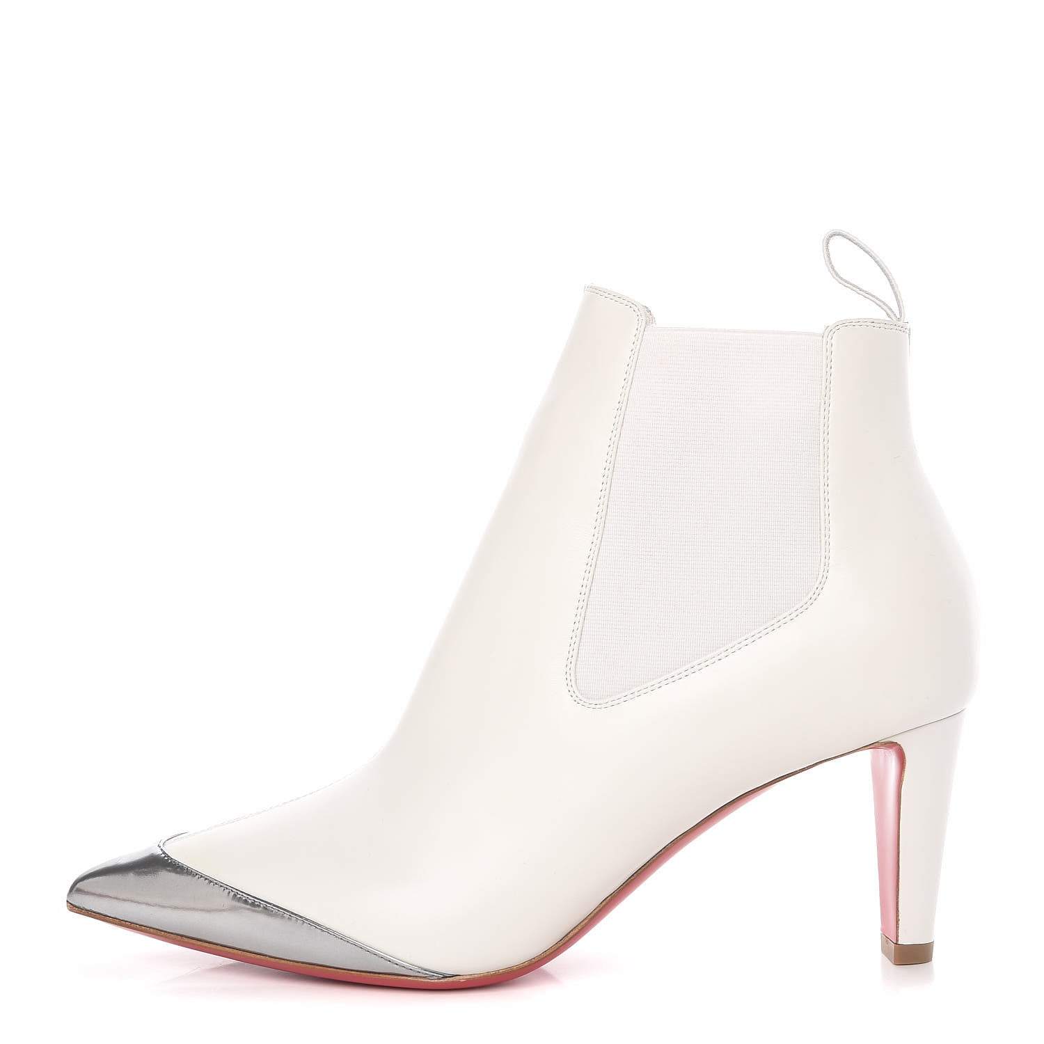 Christian Louboutin Calfskin Antispecchio Superchen 70 Booties 38 Snow Silver 1 of 16