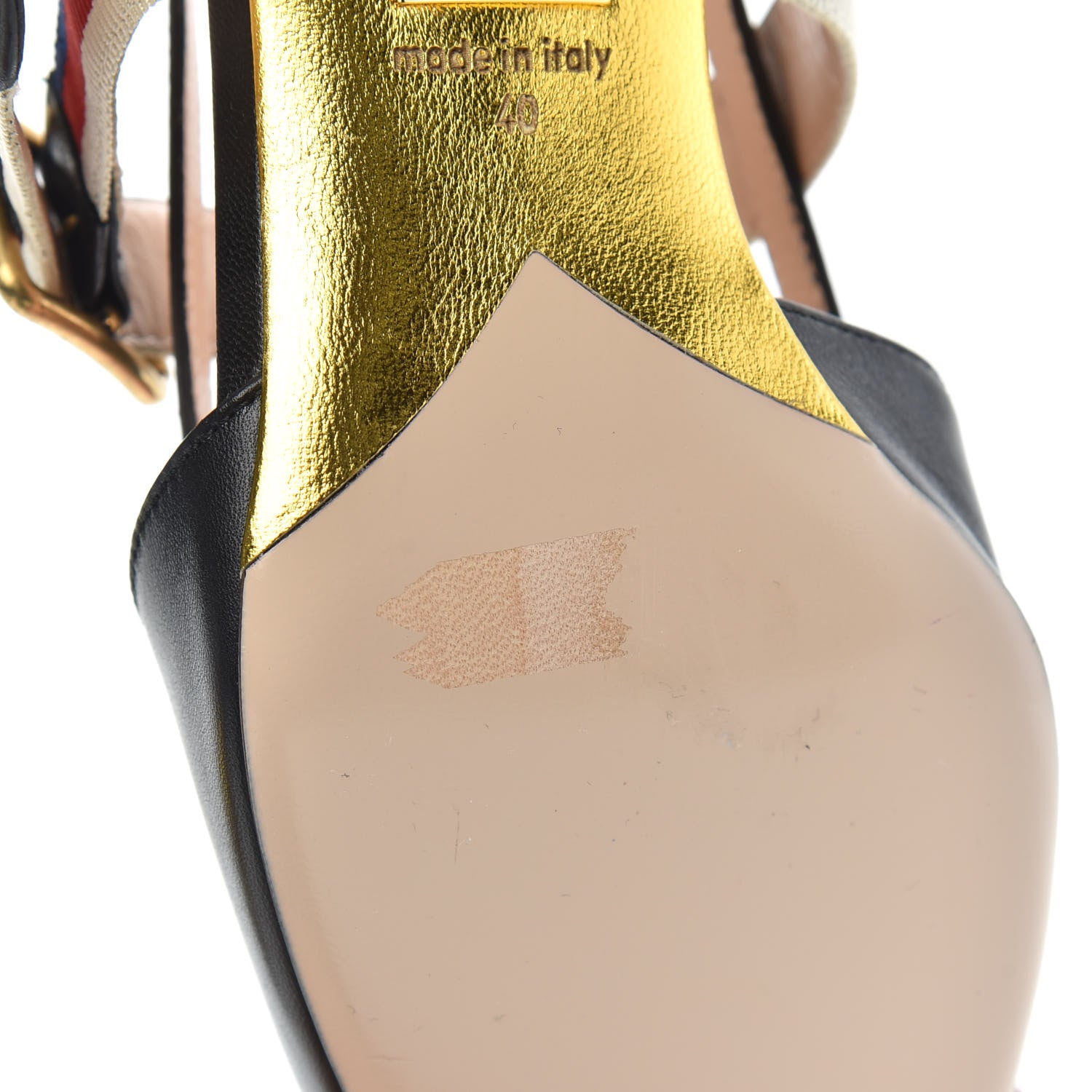 Gucci Malaga Kid Grosgrain Sylvie Web Bamboo Low Heel Pumps 40 Black 7 of 9