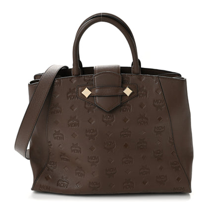 MCM Calfskin Ottomar Monogram Medium Essential Tote Chestnut 1 of 14