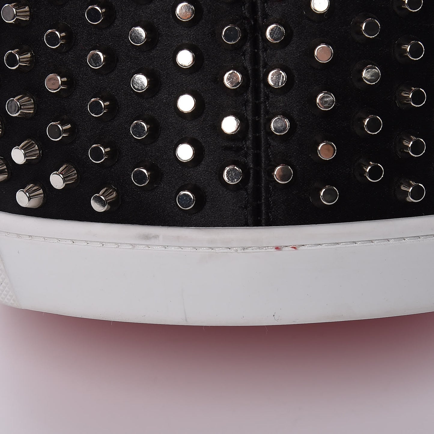 Silk Satin Calfskin Marie Jane Loubirun Studded Bucket Black Silver