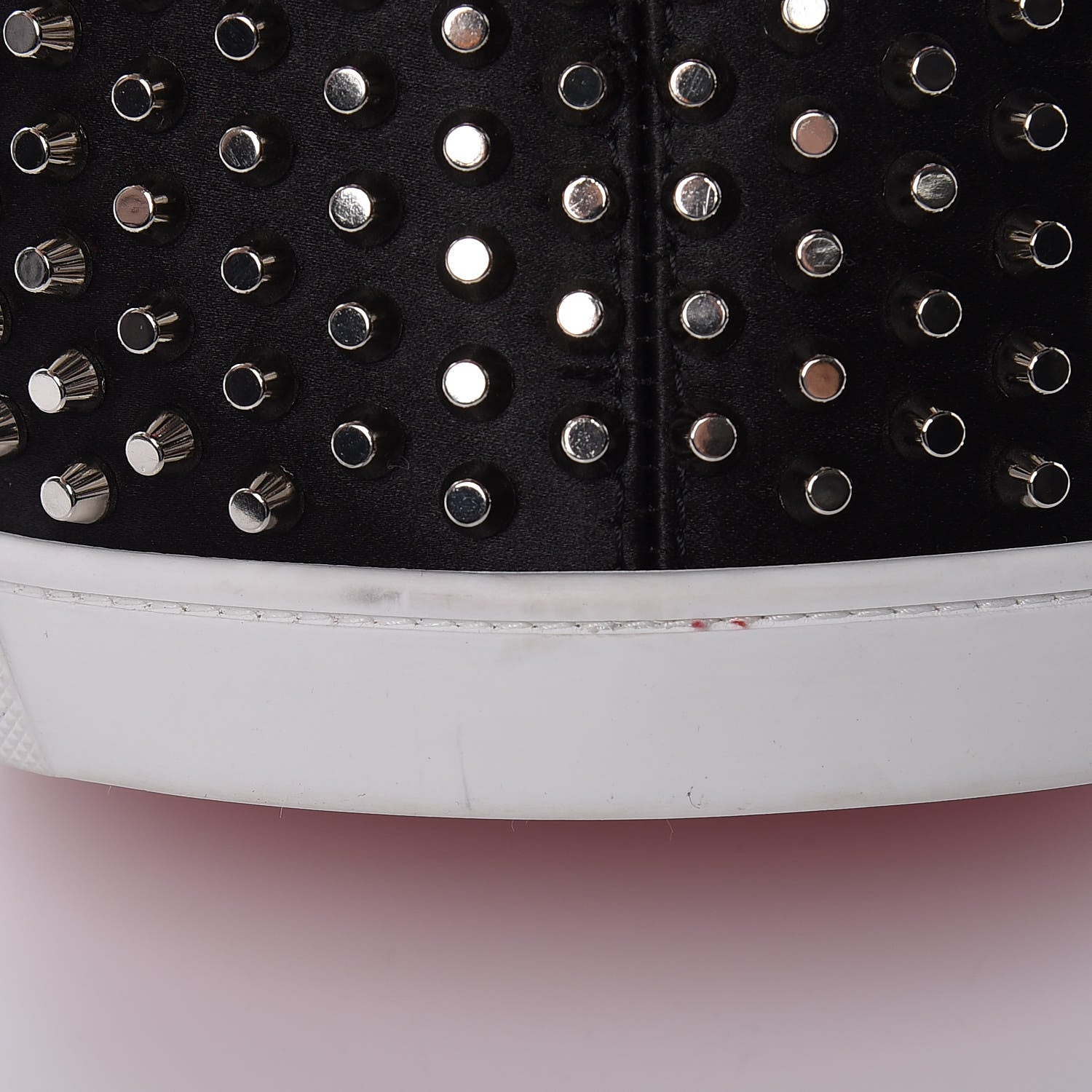 Christian Louboutin Silk Satin Calfskin Marie Jane Loubirun Studded Bucket Black Silver 11 of 12