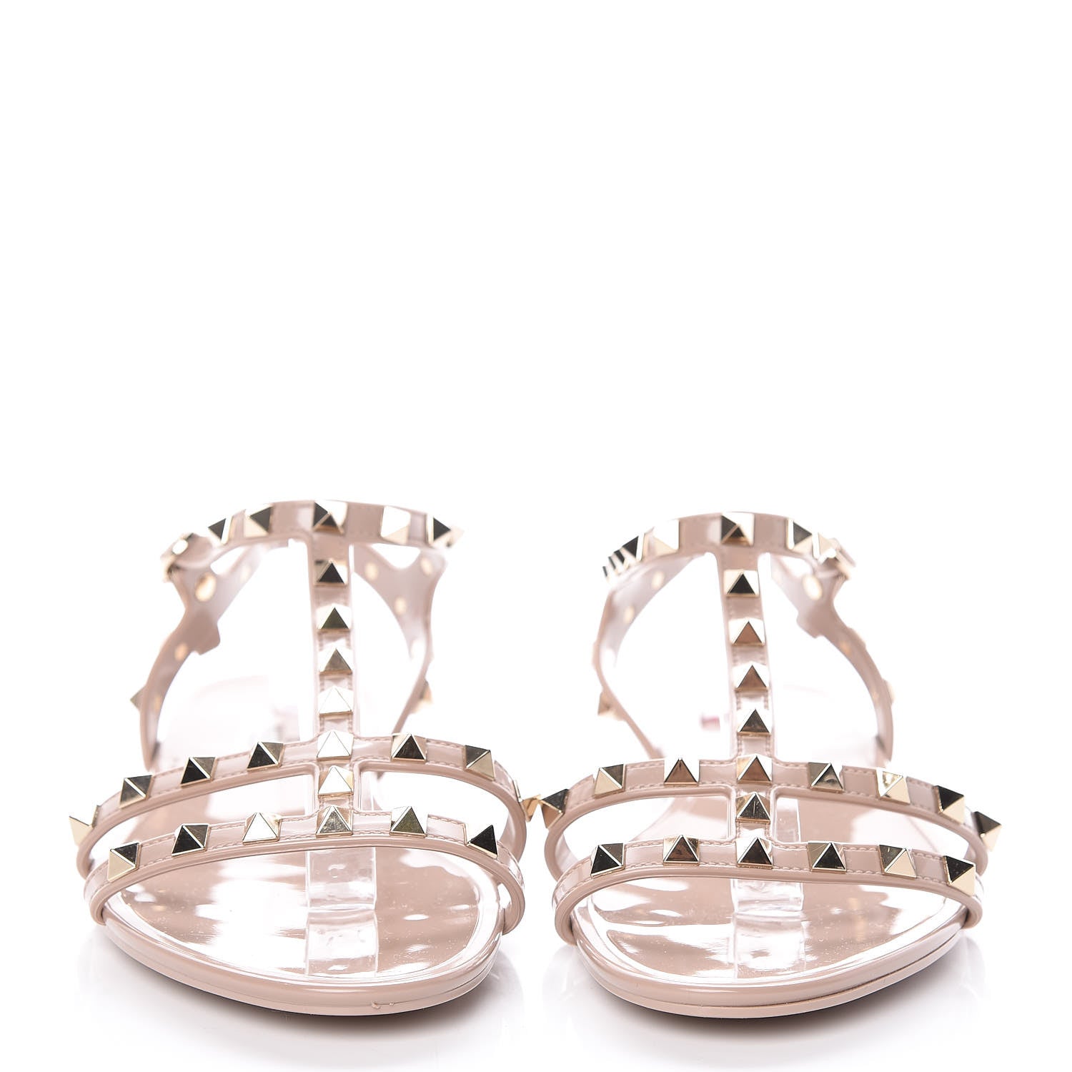Valentino Garavani PVC Jelly Rockstud Caged Sandals 39 Poudre 2 of 7