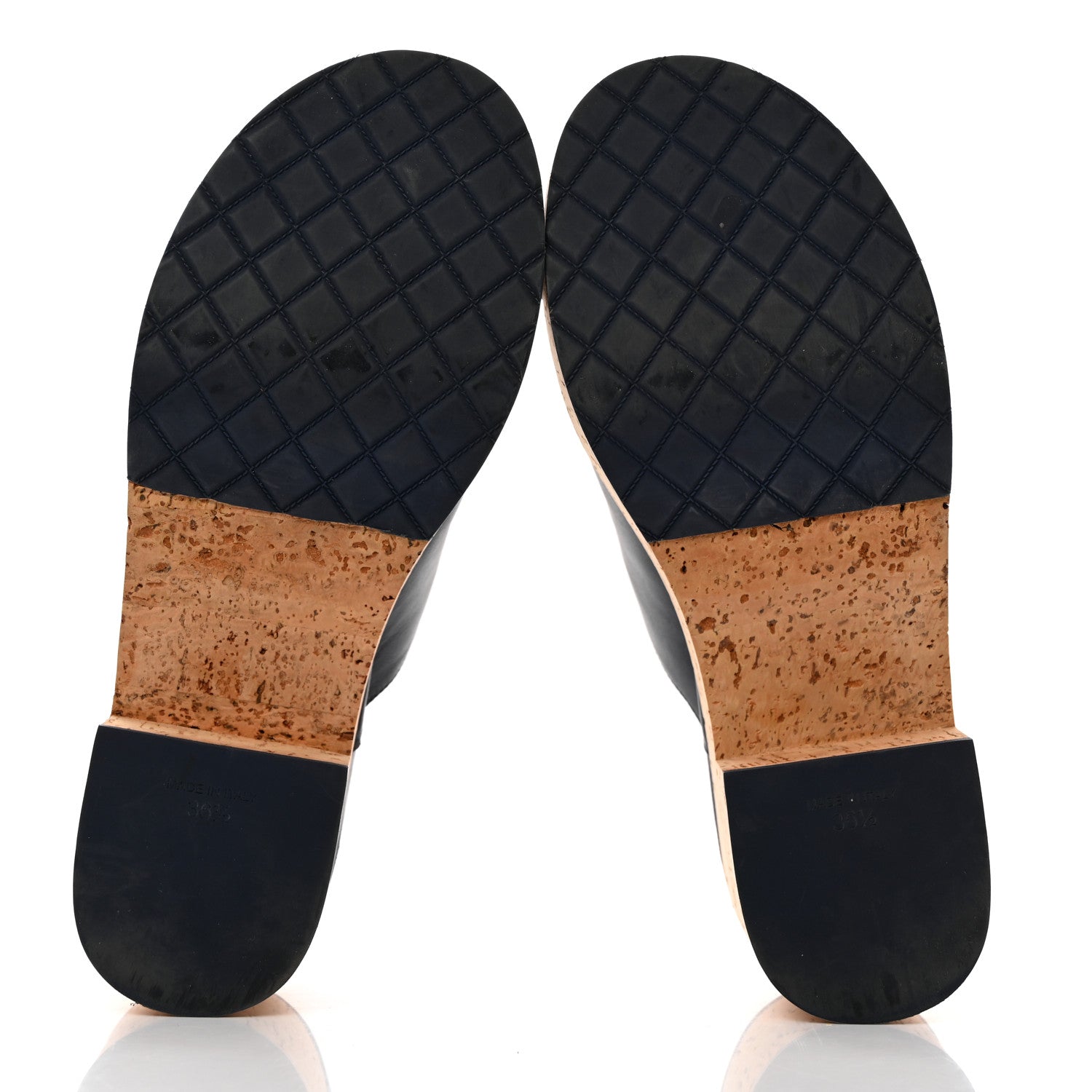 Chanel Calfskin Cork Cap Toe Clogs 36.5 Navy Blue Black 5 of 8