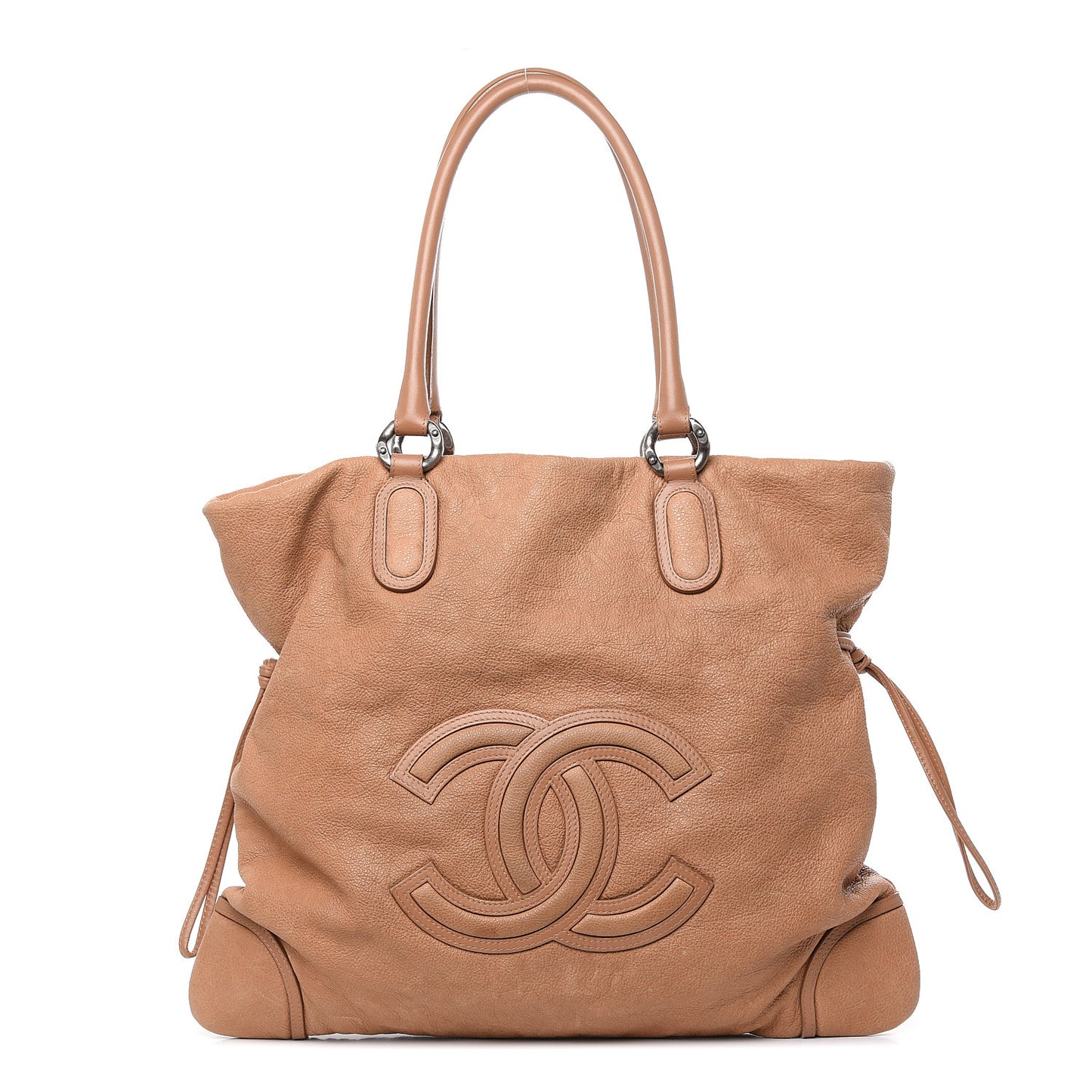 Calfskin CC Shoulder Bag Dark Beige