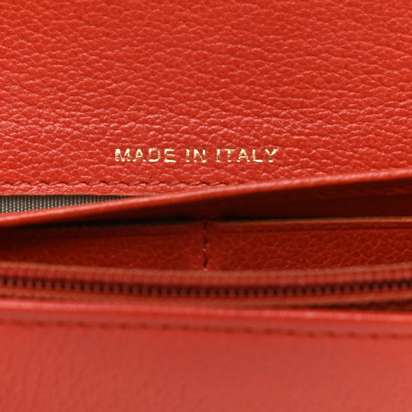 Goatskin Camellia Embossed Flap Wallet Red