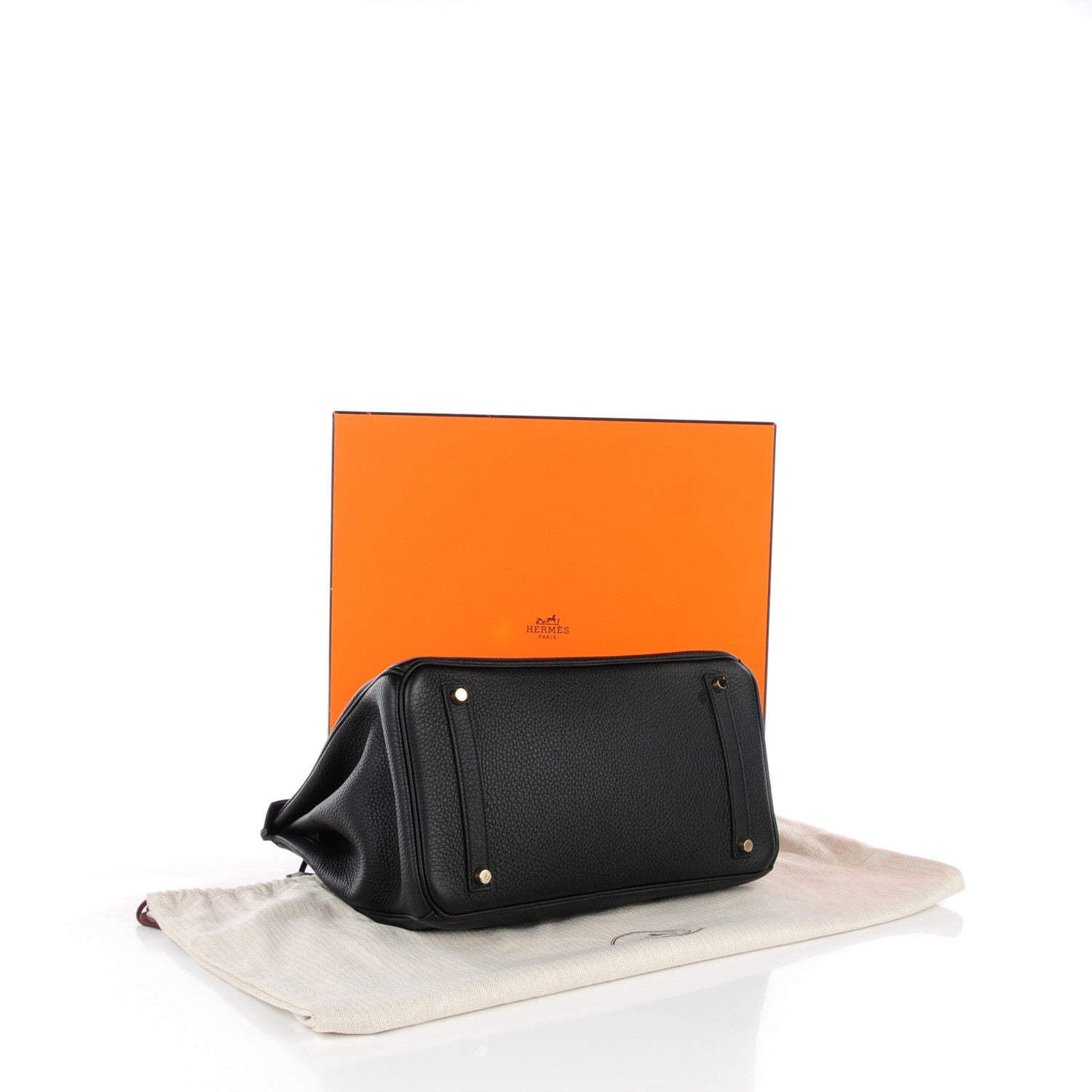 Hermes Taurillon Clemence Birkin 35 Black 6 of 23